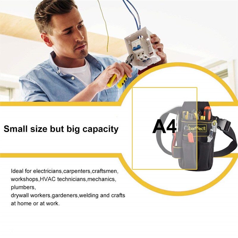 Baffect Tool Bag 600D Oxford Tool Belt for Electrician Technician Waist Pocket Pouch Small Tool Bag With Belt Screwdriver Holder Baffect Tool Bag 600D Oxford Tool Belt for Electrician Technician Waist Pocket Pouch Small Tool Bag With Belt Screwdriver Holder